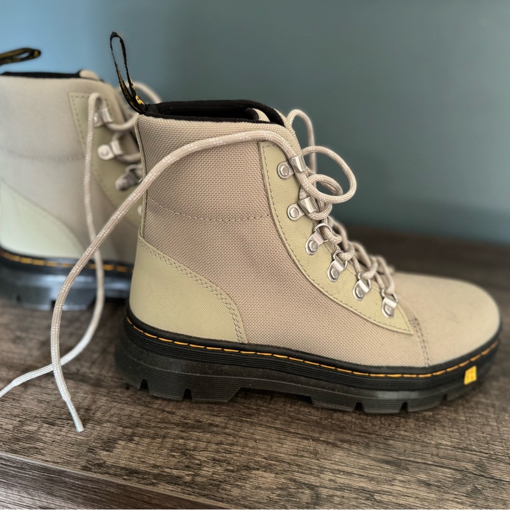 Dr. Martens Black and Beige Lace-Up Boots